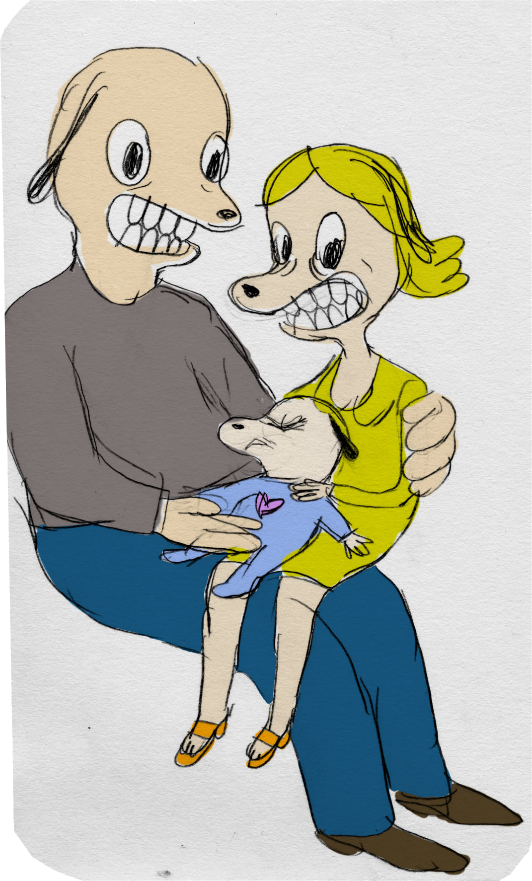 Illustration de Cécile Bondon montrant une merveilleuse famille pas du tout cringe